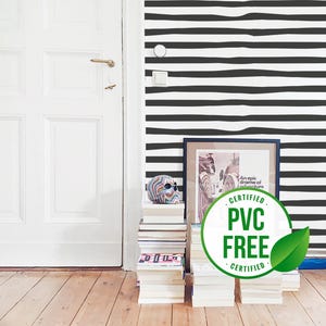 Carta da parati a righe orizzontali / Carta da parati adesiva con pennellate o Carta da parati non incollata - Senza PVC / Carta da parati a righe autoadesiva