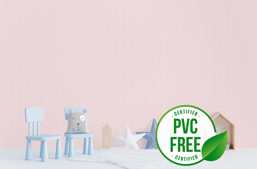 Pink Herringbone Wallpaper Removable Peel and Stick Etsy