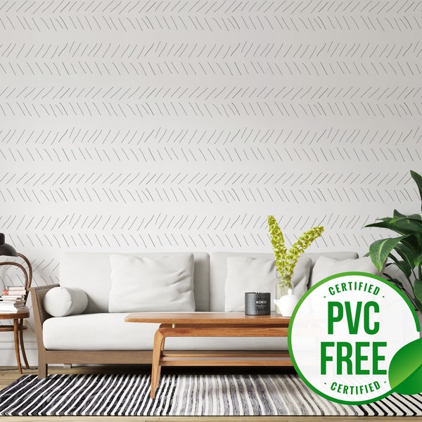 Horizontal pick up sticks pattern self-adhesive wallpaper | Herringbone Removable Peel and Stick wallpaper or Unpasted wallpaper - PVC-Free