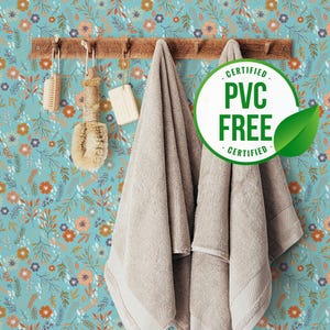 Blau und Gelb Blumentapete | Ablösbare Tapete oder ungeklebte Tapete - PVC-Frei | Selbstklebende Tapete
