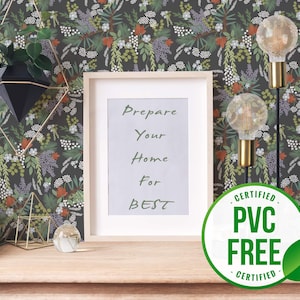 Colorful floral wallpaper | Removable Peel and Stick wallpaper or Unpasted wallpaper - PVC-Free | Bold Self-adhesive wallpaper