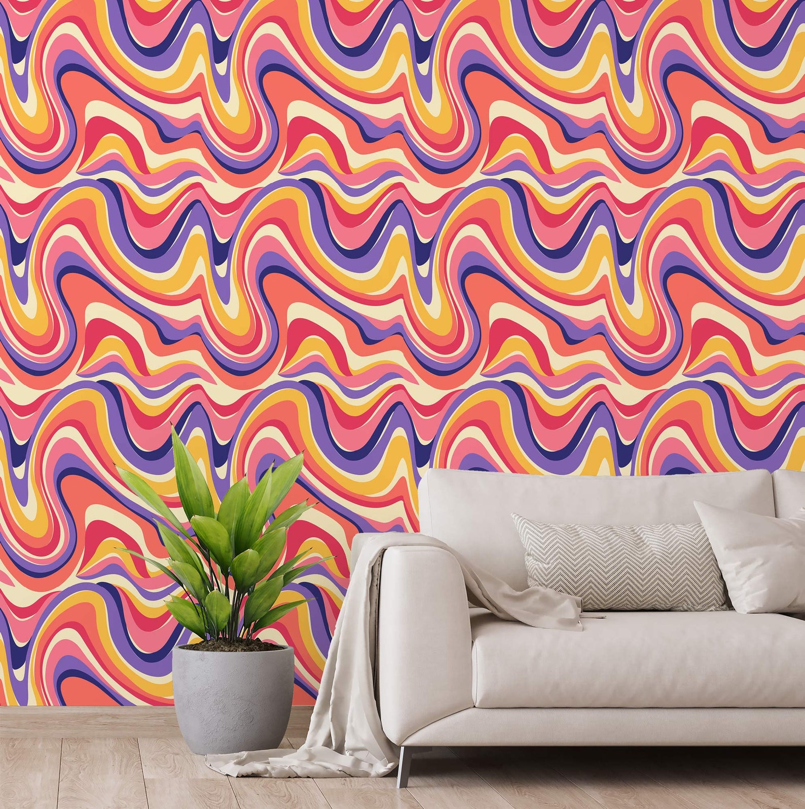 Colorful Psychedelic Wallpaper Removable Peel and Stick - Etsy