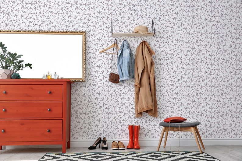 Burgundy Stick Wallpaper Removable Peel and Stick Wallpaper Etsy