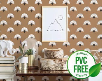 Japanese floral wallpaper | Neutral Removable Peel and Stick wallpaper or Unpasted wallpaper - PVC-Free | Japanese Self-adhesive wallpaper