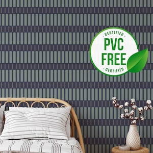 Blaue und grüne geometrische Tapete | Ablösbare Tapete oder ungeklebte Tapete - PVC-Frei | Selbstklebende Tapete