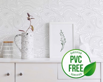 Zelfklevend behang met abstracte lijnen | Abstract Peel and Stick-behang of ongeplakt behang - pvc-vrij | Verwisselbaar behang met lijntekeningen