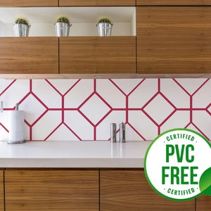 Carta da parati geometrica Viva Magenta / Carta da parati rimovibile Peel and Stick o Carta da parati non incollata - Senza PVC / Carta da parati autoadesiva Tile Bold
