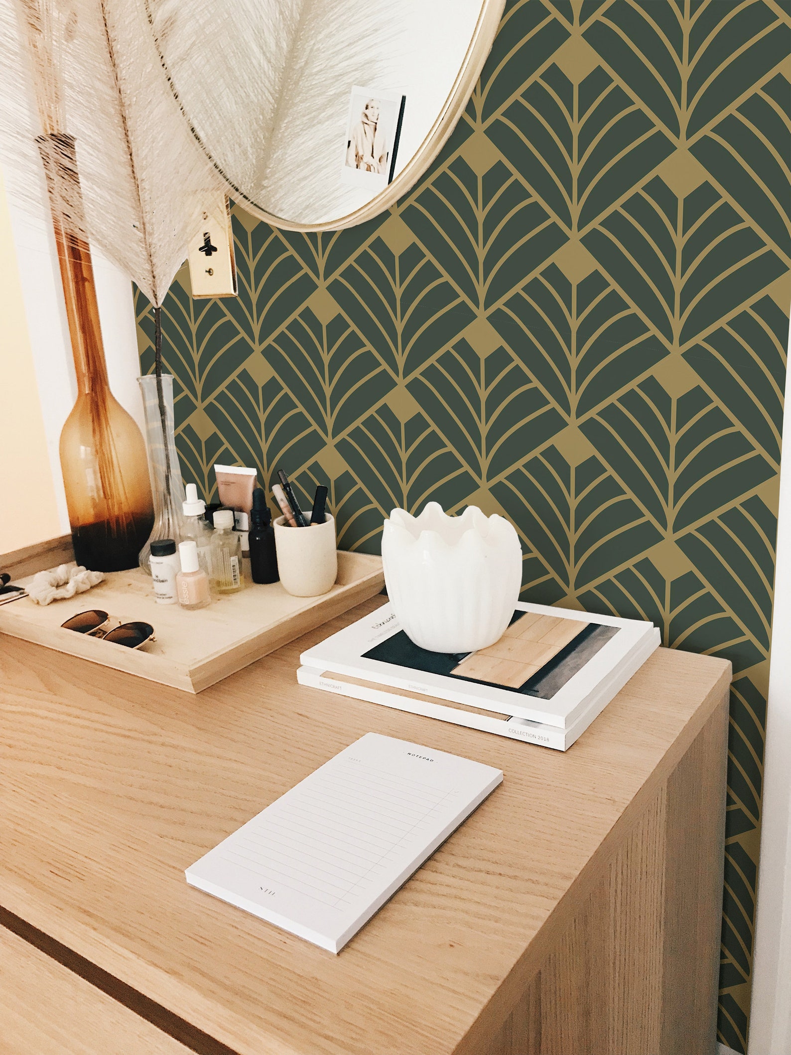 Emerald Green Art Deco Wallpaper Removable Peel and Stick - Etsy