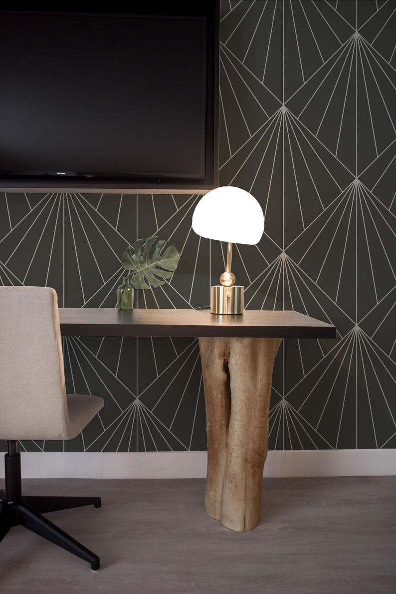 Sun Rays Pvc Thinner Black Art Deco Sun Rays Wallpaper | Removable Peel and Stick Wallpaper ...