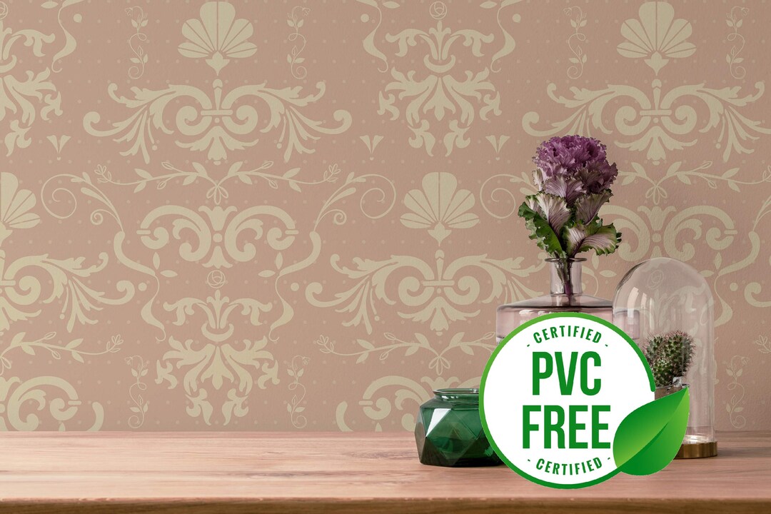 Neutral Damask Wallpaper Removable Peel and Stick Wallpaper Etsy