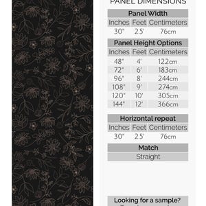 Black and beige floral wallpaper | Removable Peel and Stick wallpaper or Unpasted wallpaper - PVC-Free | Bold Self-adhesive wallpaper image 3