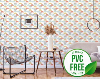 Boho wallpaper | Geometric Removable Peel and Stick wallpaper or Unpasted wallpaper - PVC-Free | Semicircle Self-adhesive wallpaper