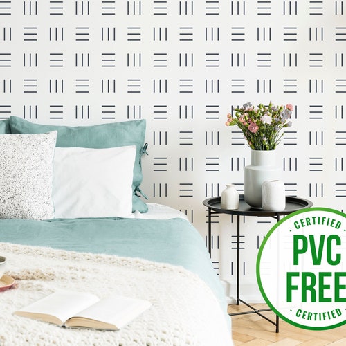 Navy Blue Geometric Line Selfadhesive Wallpaper Horizontal Etsy