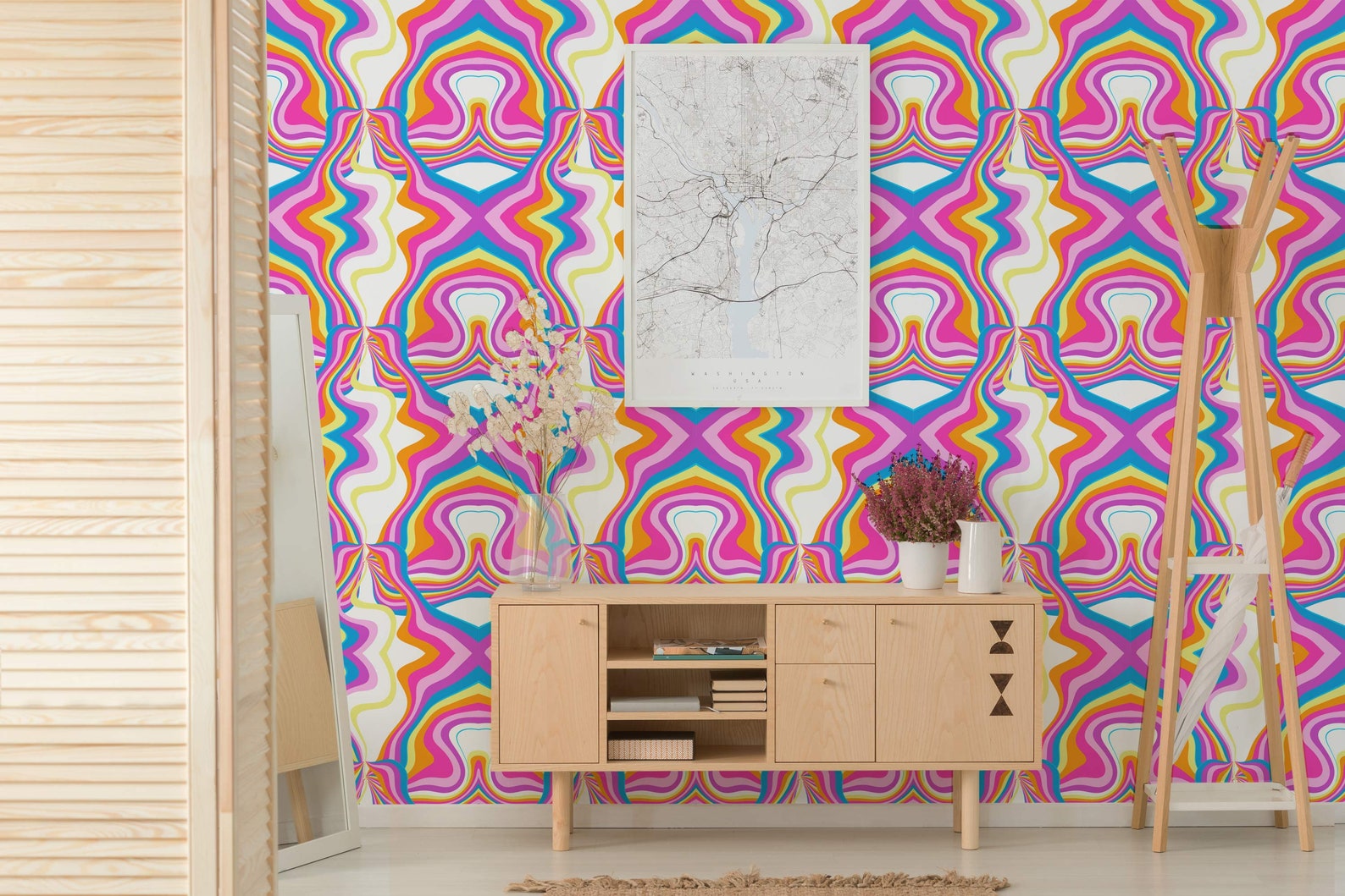Colorful Psychedelic Wallpaper Removable Peel and Stick - Etsy