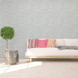 Coastal wallpaper | Ocean Wave Removable Peel and Stick wallpaper or Unpasted wallpaper - PVC-Free | Nautical Abstract Design image 6