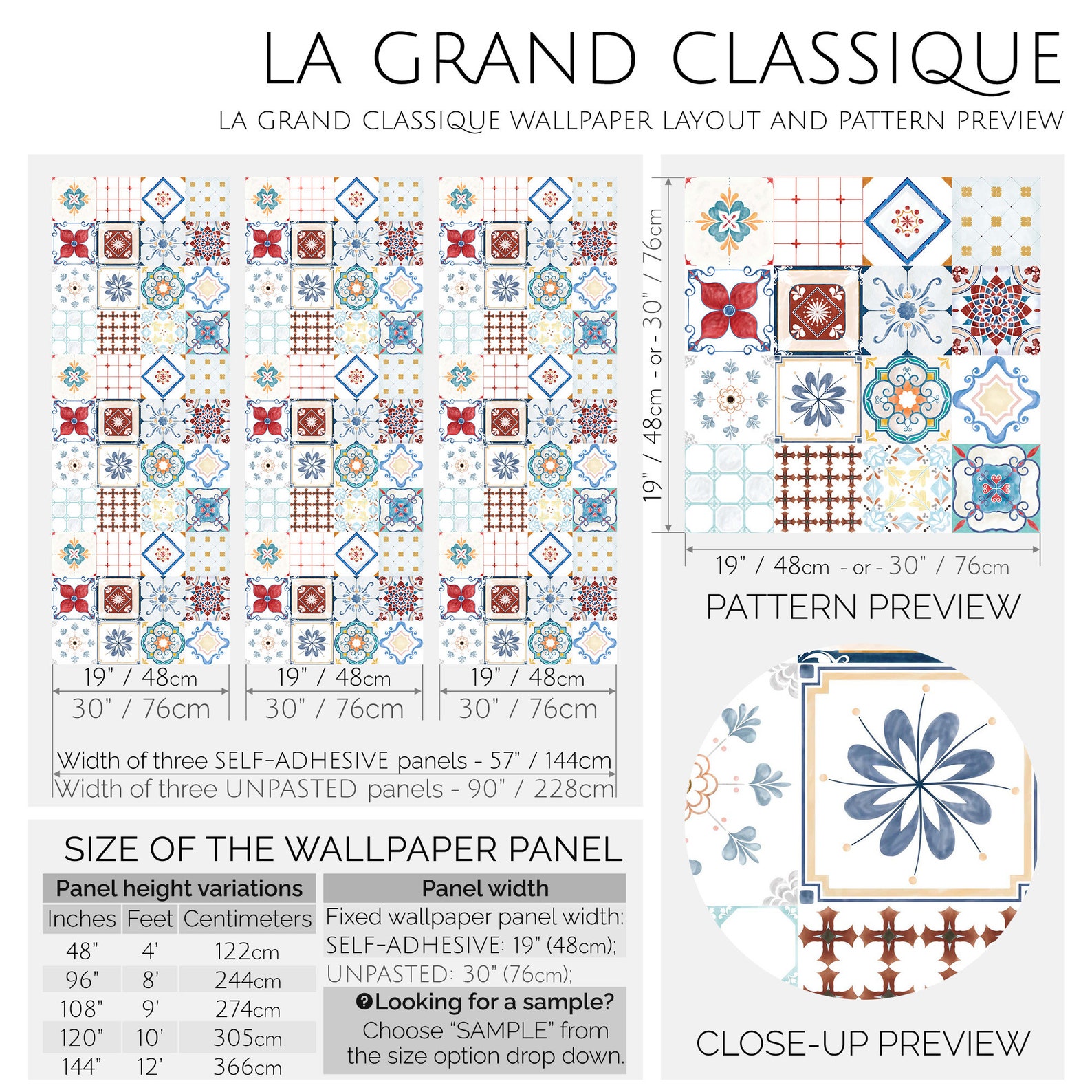 Portuguese Tile Selfadhesive Wallpaper Tile Removable Peel and Stick