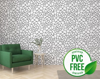 Black peacock wallpaper | Removable Peel and Stick wallpaper or Unpasted wallpaper - PVC-Free | Minimal Dots Self-adhesive wallpaper