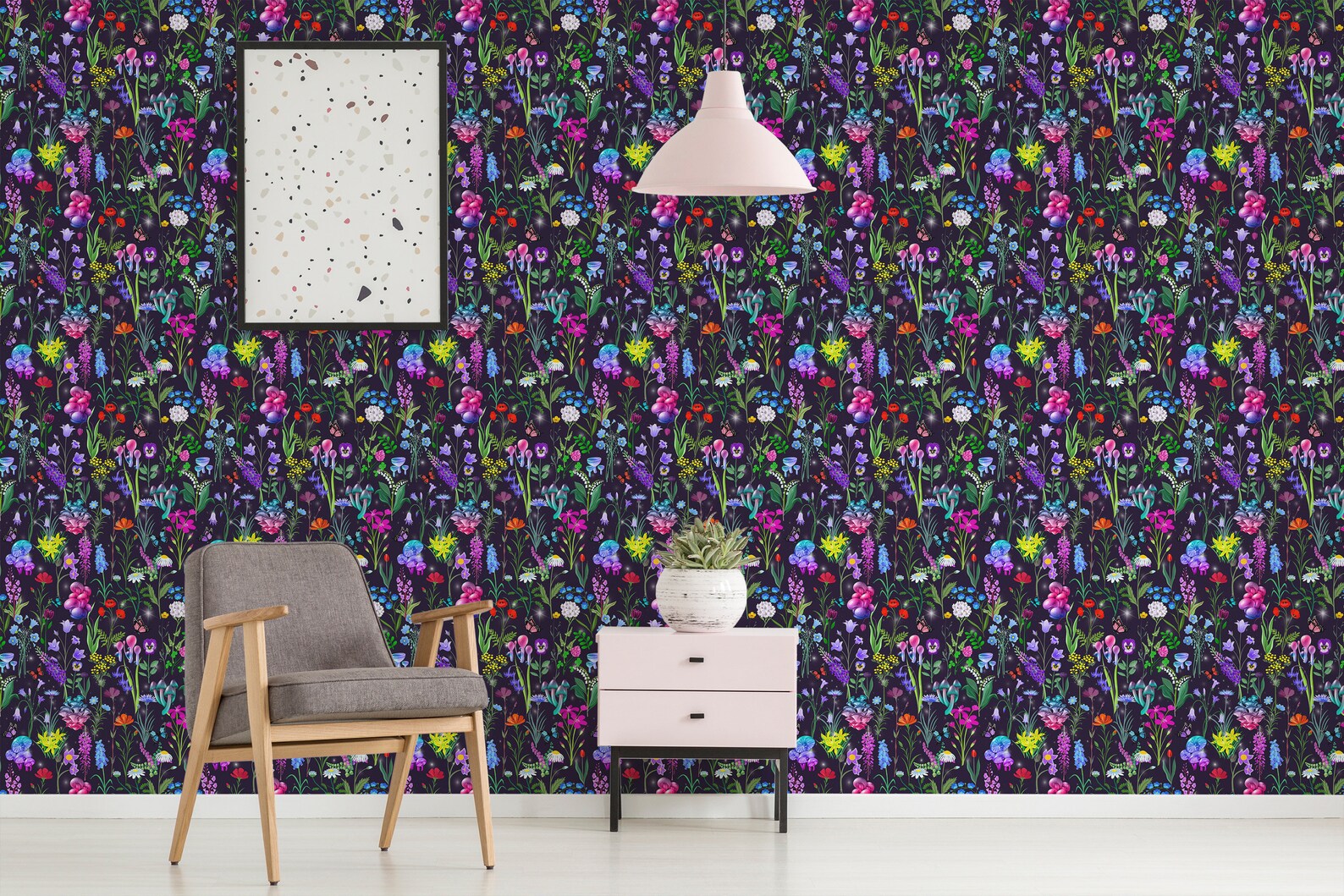Purple Magic Mushroom Wallpaper Removable Peel and Stick - Etsy