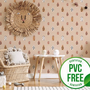 Minimal kids wallpaper | Removable Peel and Stick wallpaper or Unpasted wallpaper - PVC-Free | Neutral House Self-adhesive wallpaper