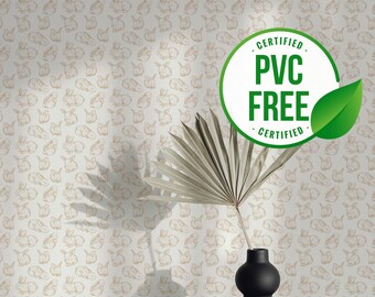 Papier peint pour chambre de bébé beige et marron | amovible ou papier peint non encollé - sans PVC | Papier peint autocollant Animaux