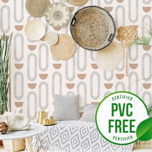 Abstract boho circles self-adhesive wallpaper | Removable Peel and Stick wallpaper or Unpasted wallpaper - PVC-Free