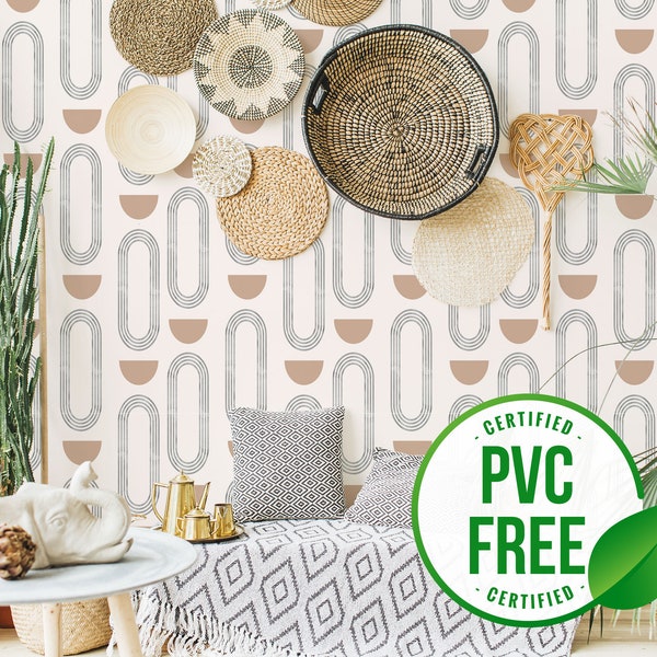 Abstract boho circles self-adhesive wallpaper | Removable Peel and Stick wallpaper or Unpasted wallpaper - PVC-Free