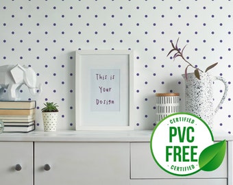 Purple polka dot wallpaper | Removable Peel and Stick wallpaper or Unpasted wallpaper - PVC-Free | Tiny Dots Self-adhesive wallpaper