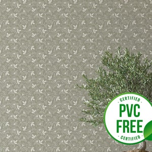 Green vintage wallpaper | Removable Peel and Stick wallpaper or Unpasted wallpaper - PVC-Free | Floral Ornamental Self-adhesive wallpaper
