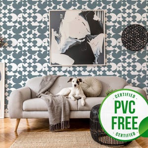 Retro geometric self-adhesive wallpaper | Removable peel and stick wallpaper - PVC-Free material & Eco-friendly Inks