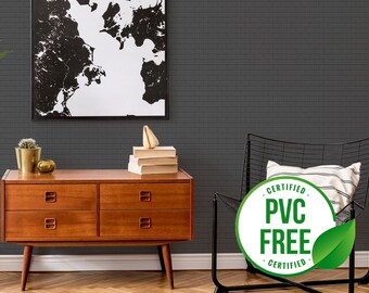 Papel tapiz de ladrillo negro / Papel tapiz despegable y pegable o papel tapiz sin pegar - Sin PVC / Papel tapiz autoadhesivo industrial llamativo