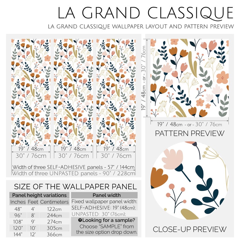 Colorful Floral Nursery Wallpaper Removable Peel and Stick Etsy
