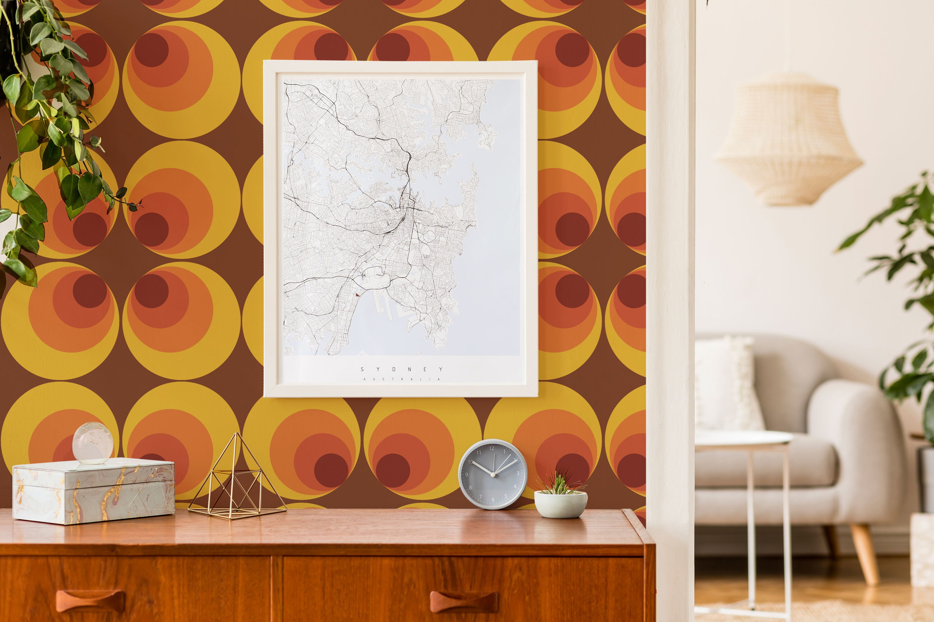 Orange Retro Peel and Stick Wallpaper Retro Removable Etsy New Zealand