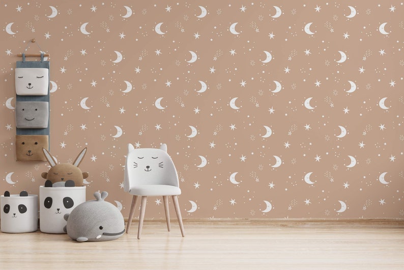 Minimalist Moon Wallpaper Removable Peel and Stick Wallpaper | Etsy