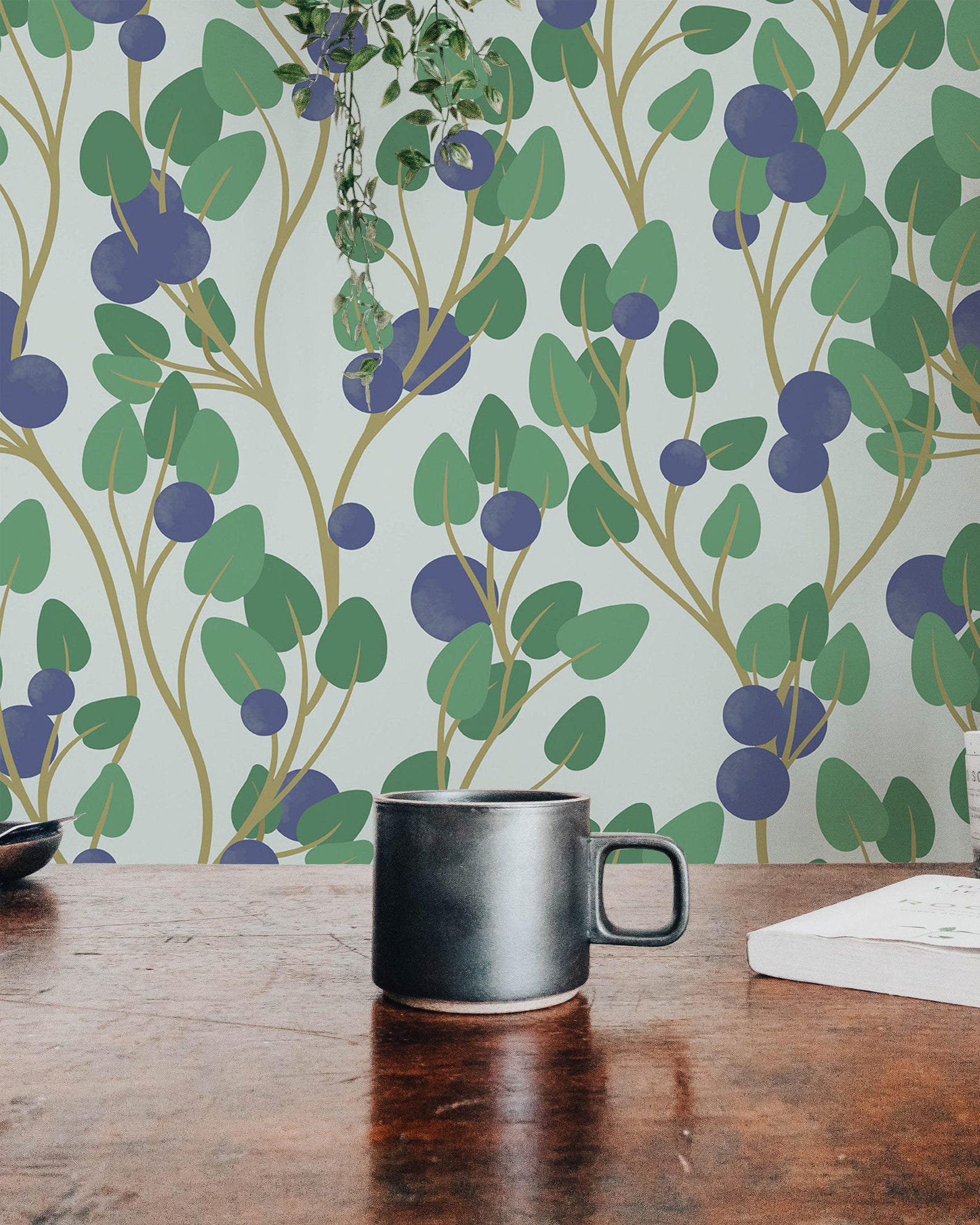 Blueberry Plant Wallpaper | Removable Peel and Stick Wallpaper or ...