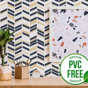 Chevron Tapete | Fischgrätmuster Wieder ablösbare Tapete aufkleben - PVC-Frei | Boho Selbstklebende Tapete