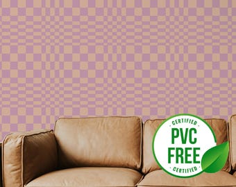 Pink and orange funky illusion wallpaper | Removable Peel and Stick wallpaper or Unpasted wallpaper - PVC-Free | Self-adhesive wallpaper
