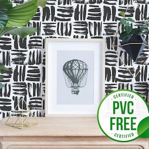 Brushstroke wallpaper | Brush stroke peel and stick wallpaper or Unpasted - PVC-free | Black & White removable wallpaper | Rustic Wall Décor