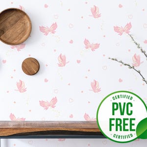 Rosa Schmetterling Tapete | Ablösbare Tapete oder ungeklebte Tapete - PVC-Frei | Girly Kinderzimmer Selbstklebende Tapete