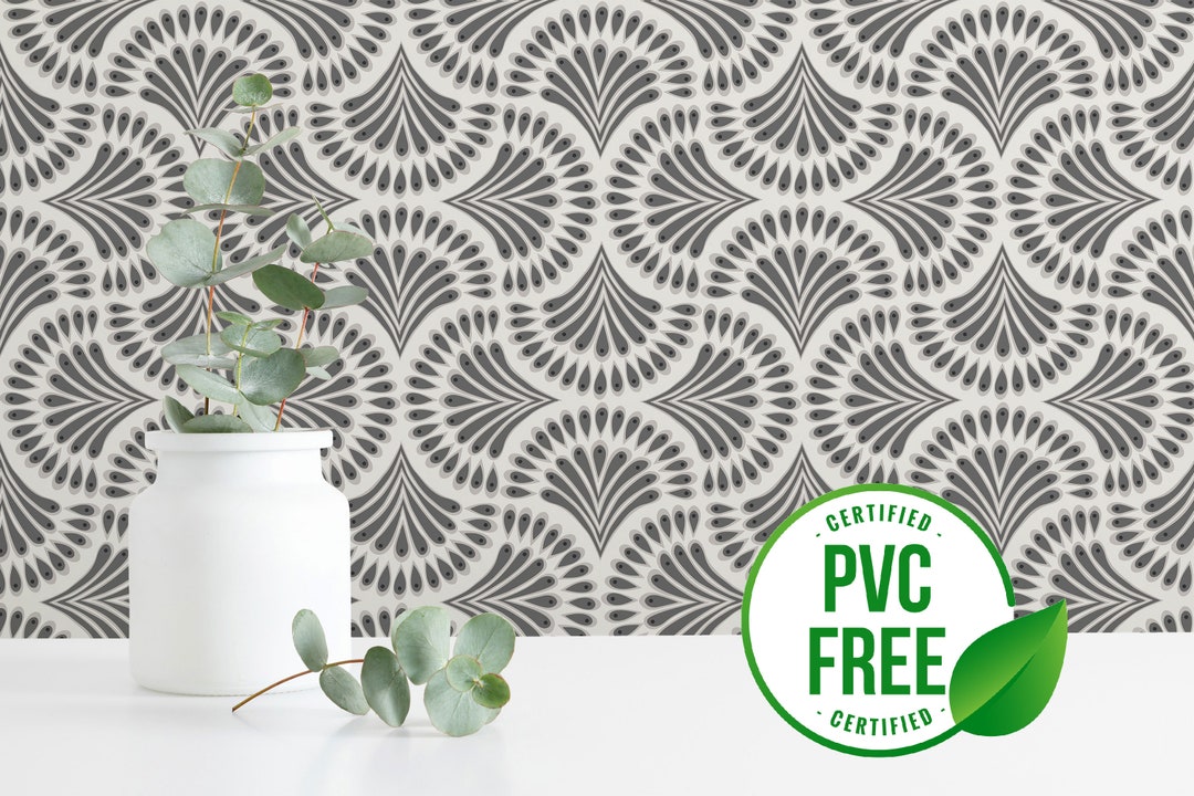 Black Art Deco Wallpaper Removable Peel and Stick Wallpaper or Unpasted