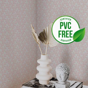 Pink and gray floral wallpaper | Removable Peel and Stick wallpaper or Unpasted wallpaper - PVC-Free |  Self-adhesive wallpaper