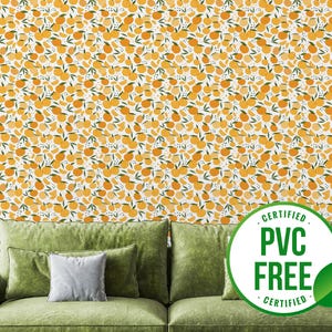 Gelb orange Tapete | Ablösbare Tapete oder ungeklebte Tapete - PVC-Frei | Selbstklebende Tapete von Noyre