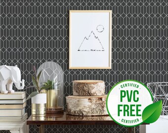 Geometric wallpaper | Hexagon Removable Peel and Stick wallpaper or Unpasted wallpaper - PVC-Free | Seamless Self-adhesive wallpaper