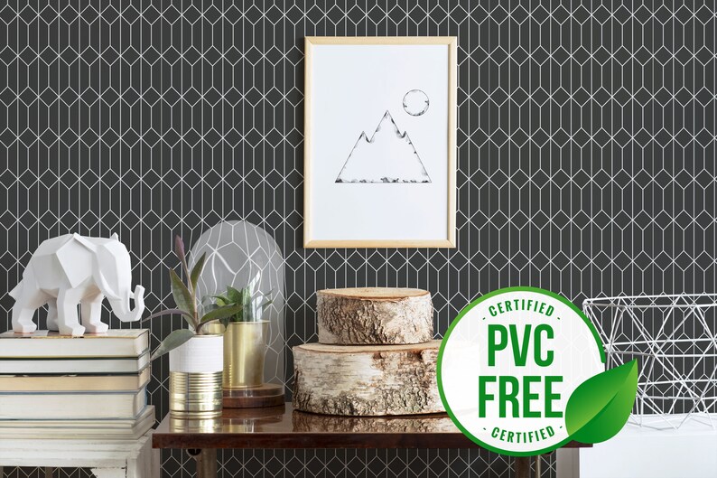 Geometric wallpaper Hexagon Removable Peel and Stick wallpaper or Unpasted wallpaper PVC-Free Seamless Self-adhesive wallpaper image 1