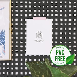 Black and white grid self-adhesive wallpaper | Black Check Removable Peel and Stick wallpaper or Unpasted wallpaper - PVC-Free