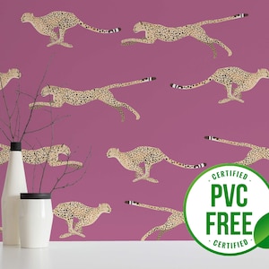 Tapete Gepard rosa | Ablösbare Tapete oder ungeklebte Tapete - PVC-Frei | Tier Bold Selbstklebende Tapete
