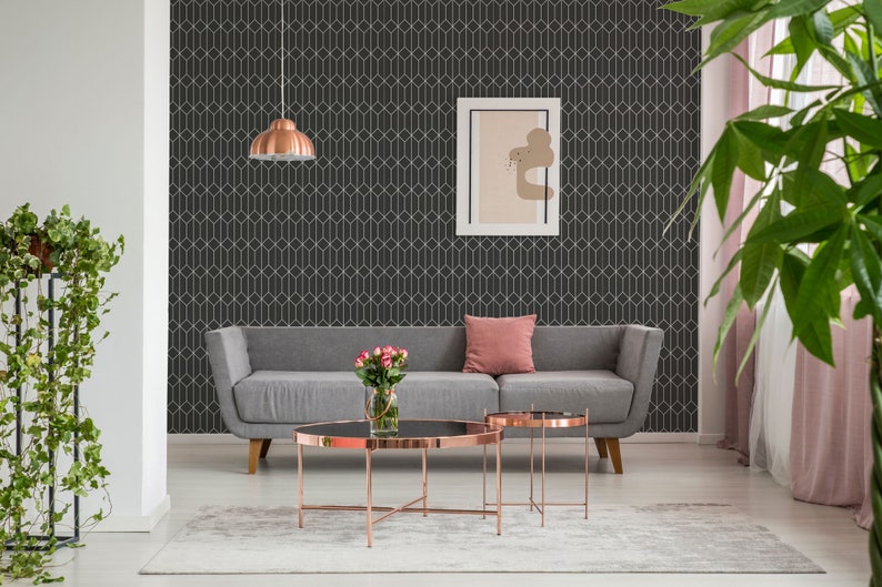 Geometric wallpaper Hexagon Removable Peel and Stick wallpaper or Unpasted wallpaper PVC-Free Seamless Self-adhesive wallpaper image 2