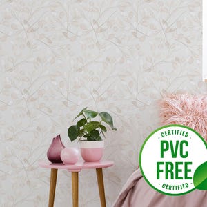 Neutrale Blätter-Tapete | Ablösbare Tapete oder ungeklebte Tapete - PVC-Frei | Schlafzimmer Floral Selbstklebende Tapete