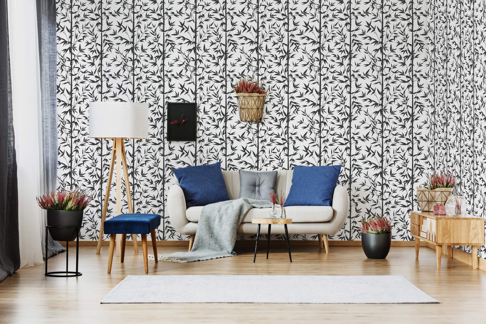 Bamboo Tree Wallpaper Removable Peel and Stick Wallpaper or Etsy