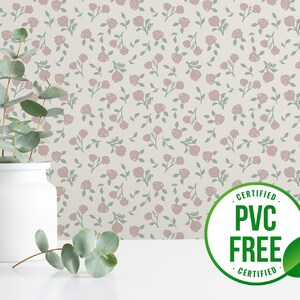 Rosa vintage rosa Tapete | Ablösbare Tapete oder ungeklebte Tapete - PVC-Frei | Neutrale Selbstklebende Tapete