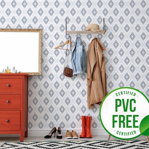 Tile self-adhesive wallpaper | Damask Removable Peel and Stick wallpaper or Unpasted wallpaper - PVC-Free